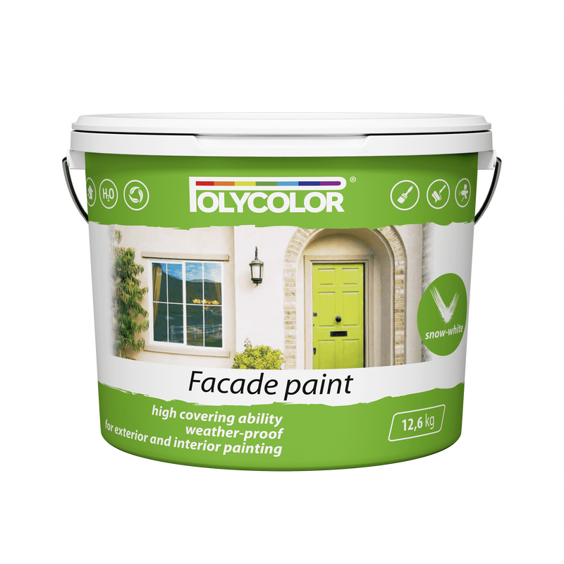 Фарба POLYCOLOR Facade paint фасадна, акрилова, водоемульсійна, мат білий, 14кг